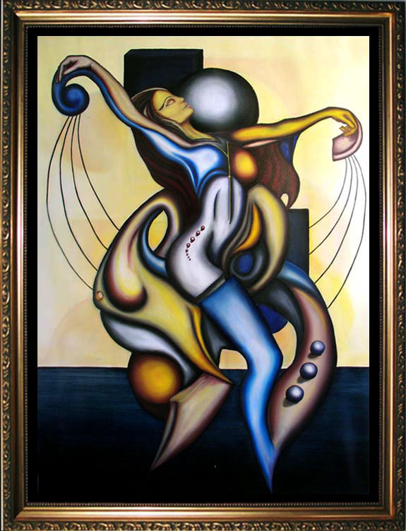 SOLD! DANCING MIND --  Cubism and Surrealism influenced, figural oil painting. MANIFEST MIND COLLECTION 2008 Prints available