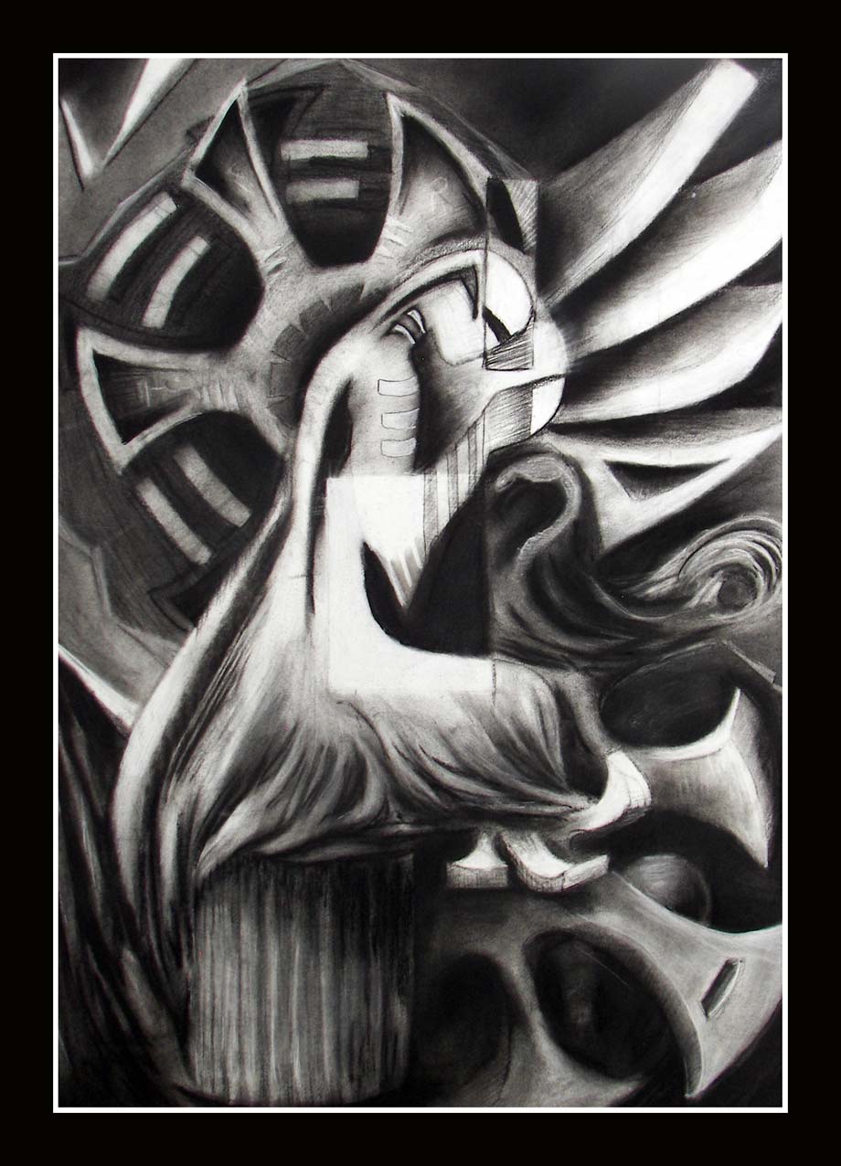 Faith Of Man  - Abstract charcoal Drawing  Contemporary Art