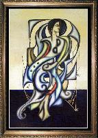 DAMZEL    -- Cubism and Surrealism influenced, figural oil painting. MANIFEST MIND COLLETION 2008