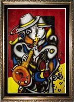 SOLD! SOPRANO SAX -- Cubism and Surrealism influence, figural oil painting. MANIFEST MIND COLLECTION 2008